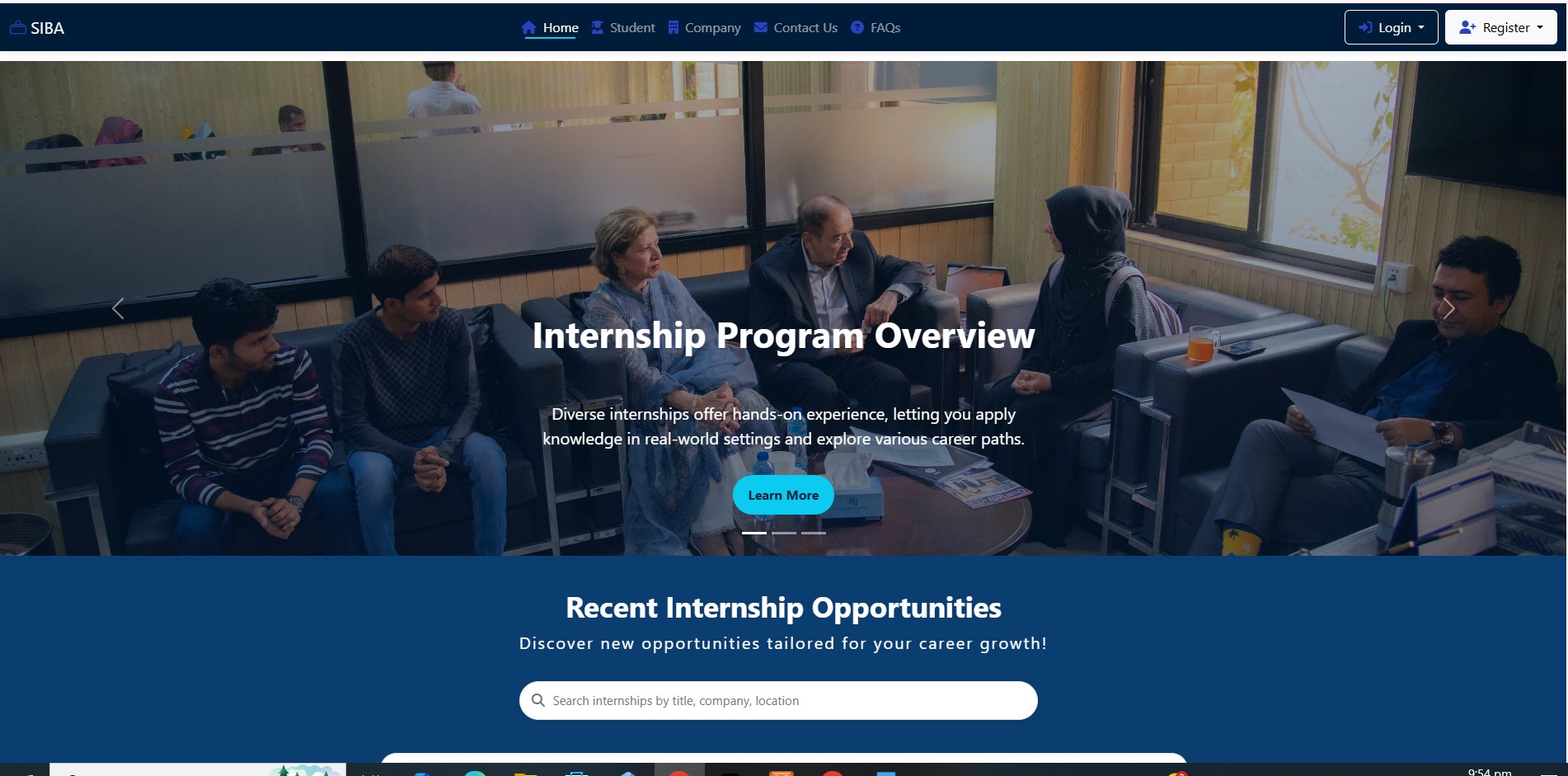 Internship Portal - Homepage